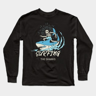 Surfing The Sharks Long Sleeve T-Shirt